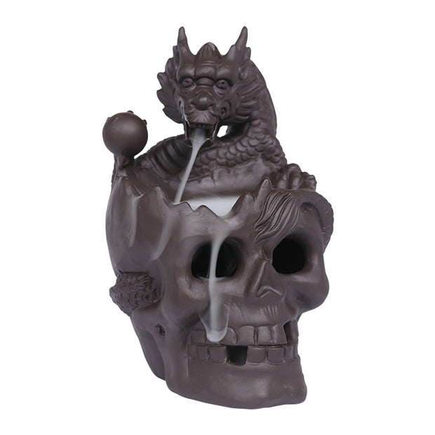 Thrilling Skull & Dragon LED Backflow Incense Burner – Mesmerizing Waterfall Effect – Perfect Halloween Decor