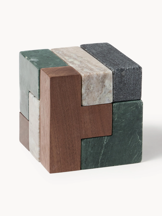 Figura Decorativa de Mármol y Madera de Nogal – Elegancia Natural para tu Hogar