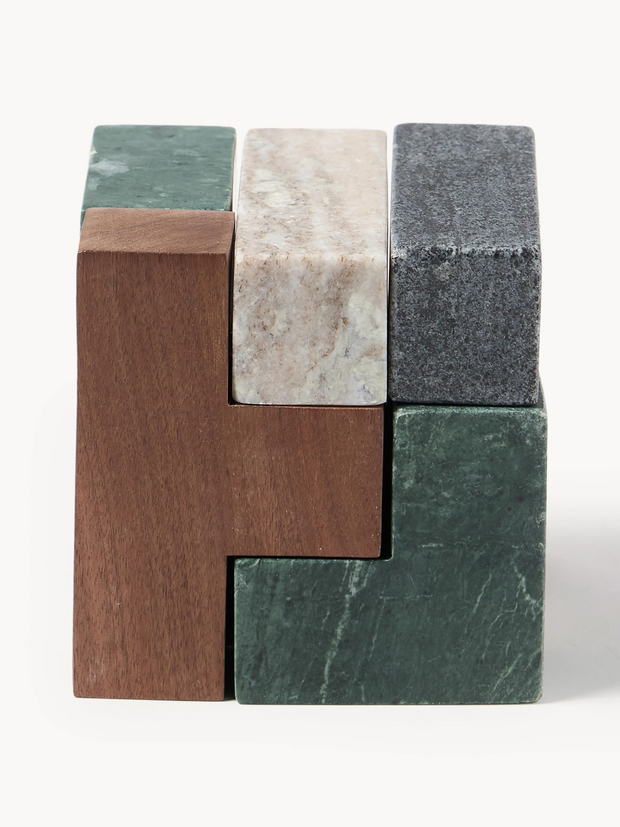 Figura Decorativa de Mármol y Madera de Nogal – Elegancia Natural para tu Hogar