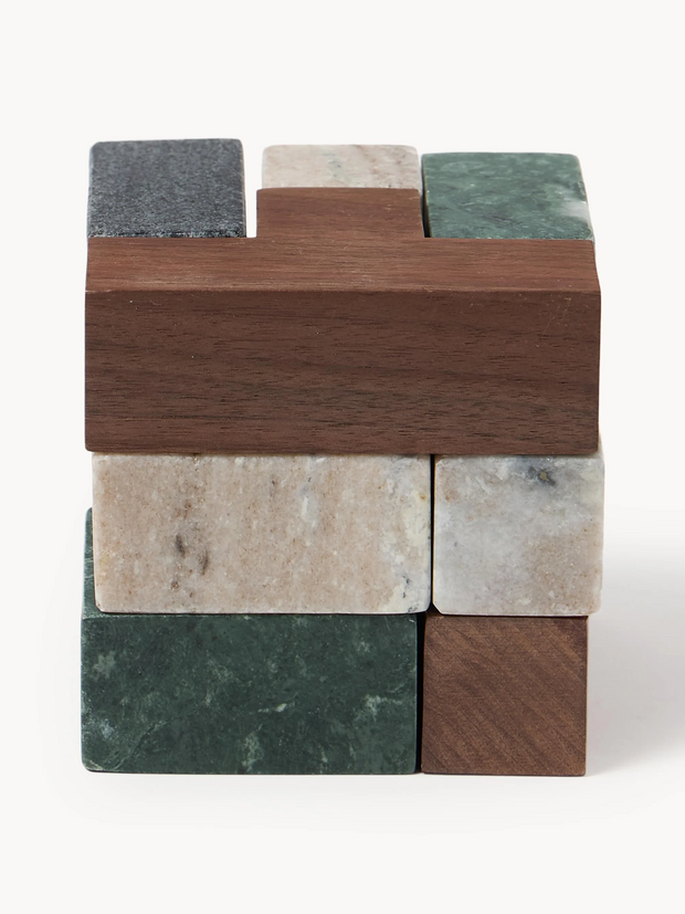 Figura Decorativa de Mármol y Madera de Nogal – Elegancia Natural para tu Hogar