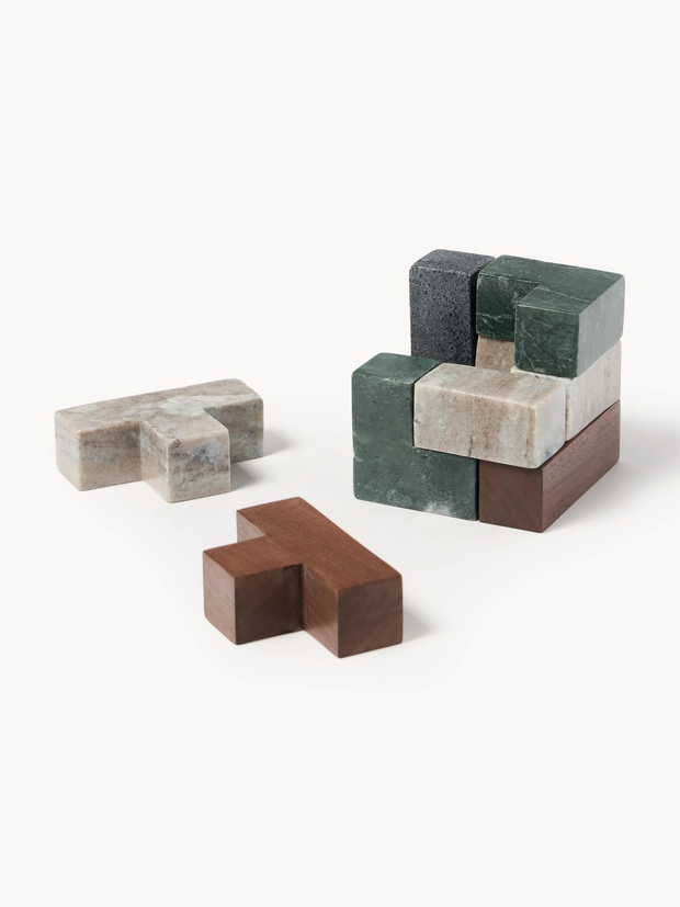Figura Decorativa de Mármol y Madera de Nogal – Elegancia Natural para tu Hogar