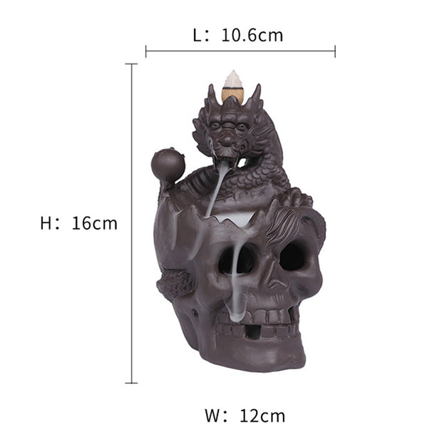 Thrilling Skull & Dragon LED Backflow Incense Burner – Mesmerizing Waterfall Effect – Perfect Halloween Decor
