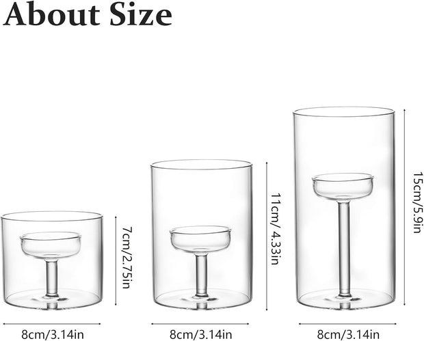 Elegant 5-Piece Glass Hurricane Candle Holder Set – Create Stunning Centerpieces with Floating or Pillar Candles