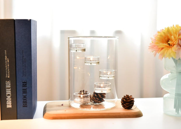Elegant 5-Piece Glass Hurricane Candle Holder Set – Create Stunning Centerpieces with Floating or Pillar Candles