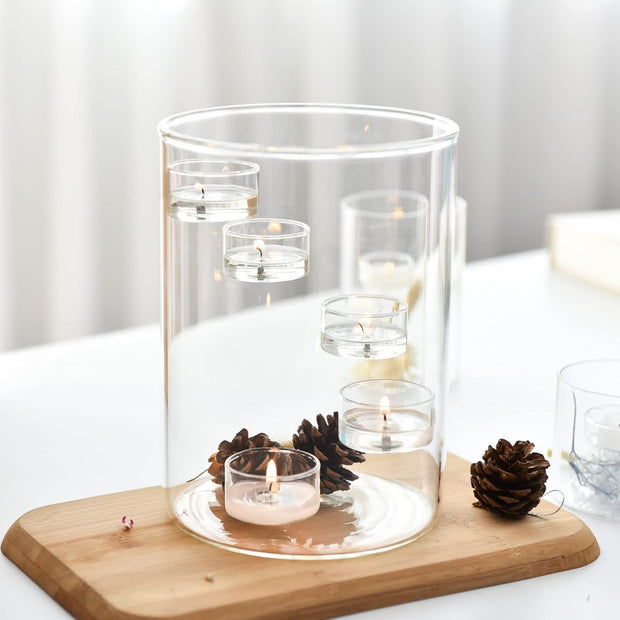 Elegant 5-Piece Glass Hurricane Candle Holder Set – Create Stunning Centerpieces with Floating or Pillar Candles