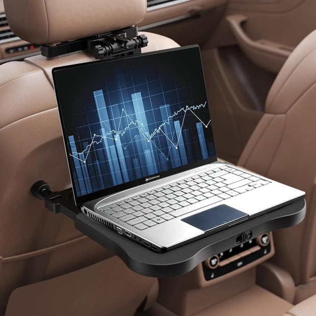 Transform Your Ride! Expandable Car Tray Table for Eating, Working & Relaxing – Fits Steering Wheel & Backseat | With Cup, Phone & Laptop Holders