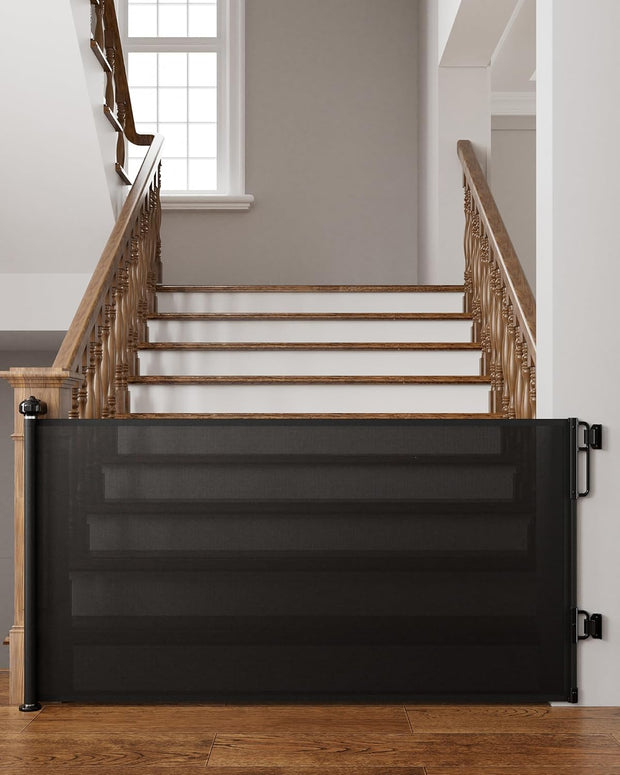 Extra-Wide Retractable Baby & Pet Gate – 55" Mesh Safety Barrier for Stairs, Doorways & More | Tall 33", Indoor/Outdoor Use (White)