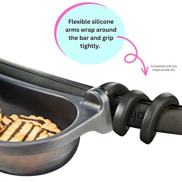 Snack On-the-Go! Universal Stroller Tray with Cup Holder – Grips Tight, Fits Right!
