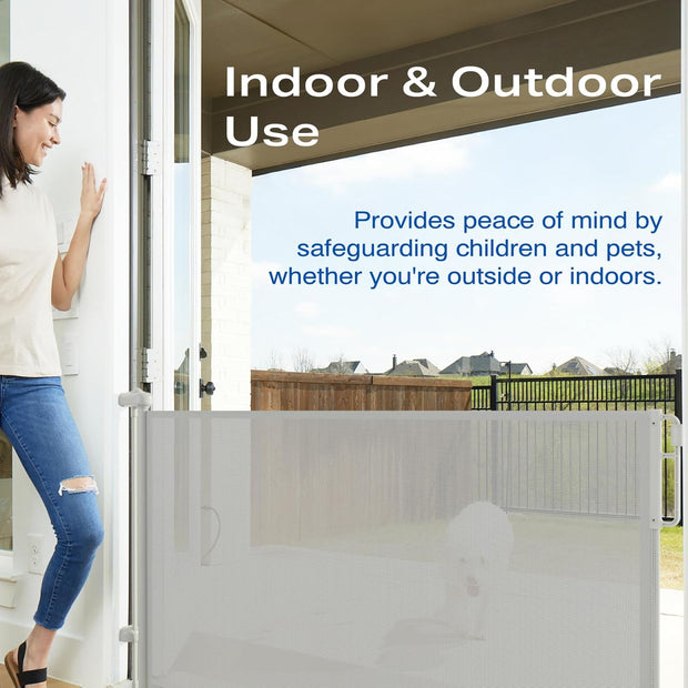 Extra-Wide Retractable Baby & Pet Gate – 55" Mesh Safety Barrier for Stairs, Doorways & More | Tall 33", Indoor/Outdoor Use (White)