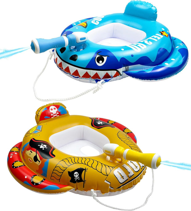 2-Pack Battle Blaster Pool Floats – Ride the Shark or Rule the Pirate Ship!