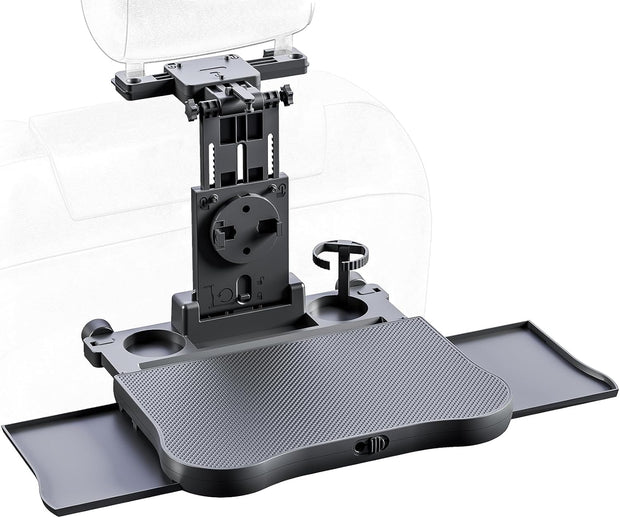Transform Your Ride! Expandable Car Tray Table for Eating, Working & Relaxing – Fits Steering Wheel & Backseat | With Cup, Phone & Laptop Holders