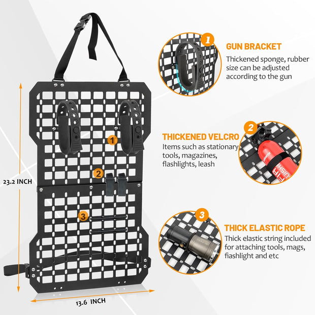 🛠️ Car Seat Tactical Gear Panel – Tactical Storage with Gun Mounts