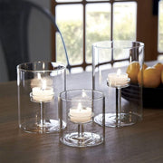 Elegant 5-Piece Glass Hurricane Candle Holder Set – Create Stunning Centerpieces with Floating or Pillar Candles