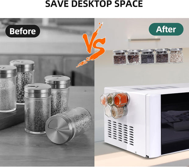 🧲 Magnetic Spice Jars Set – The Smartest Way to Spice Up Your Kitchen! 🌶️✨