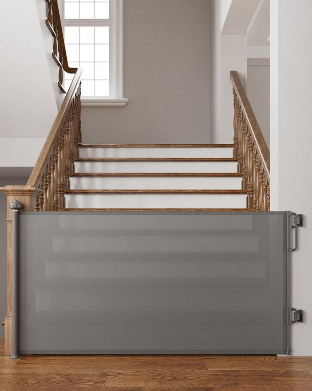 Extra-Wide Retractable Baby & Pet Gate – 55" Mesh Safety Barrier for Stairs, Doorways & More | Tall 33", Indoor/Outdoor Use (White)