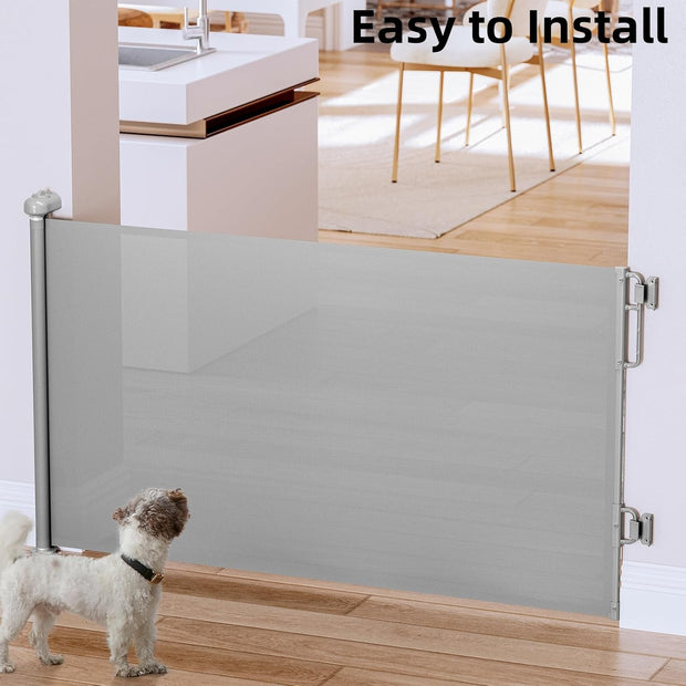 Extra-Wide Retractable Baby & Pet Gate – 55" Mesh Safety Barrier for Stairs, Doorways & More | Tall 33", Indoor/Outdoor Use (White)