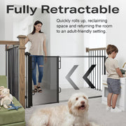 Extra-Wide Retractable Baby & Pet Gate – 55" Mesh Safety Barrier for Stairs, Doorways & More | Tall 33", Indoor/Outdoor Use (White)