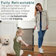 Extra-Wide Retractable Baby & Pet Gate – 55" Mesh Safety Barrier for Stairs, Doorways & More | Tall 33", Indoor/Outdoor Use (White)