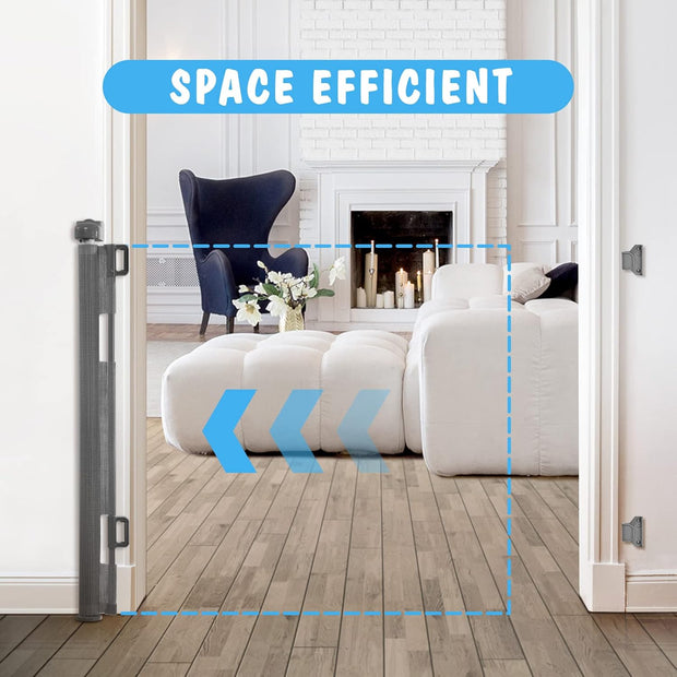 Extra-Wide Retractable Baby & Pet Gate – 55" Mesh Safety Barrier for Stairs, Doorways & More | Tall 33", Indoor/Outdoor Use (White)