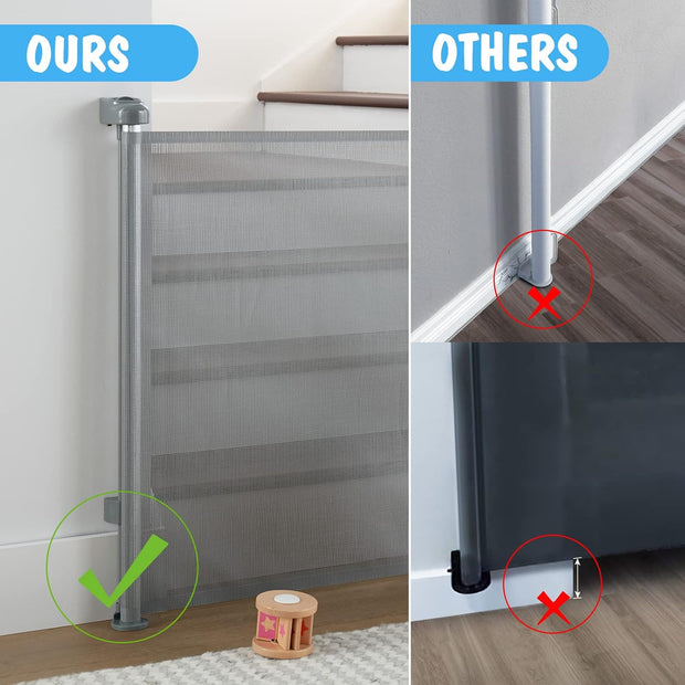 Extra-Wide Retractable Baby & Pet Gate – 55" Mesh Safety Barrier for Stairs, Doorways & More | Tall 33", Indoor/Outdoor Use (White)