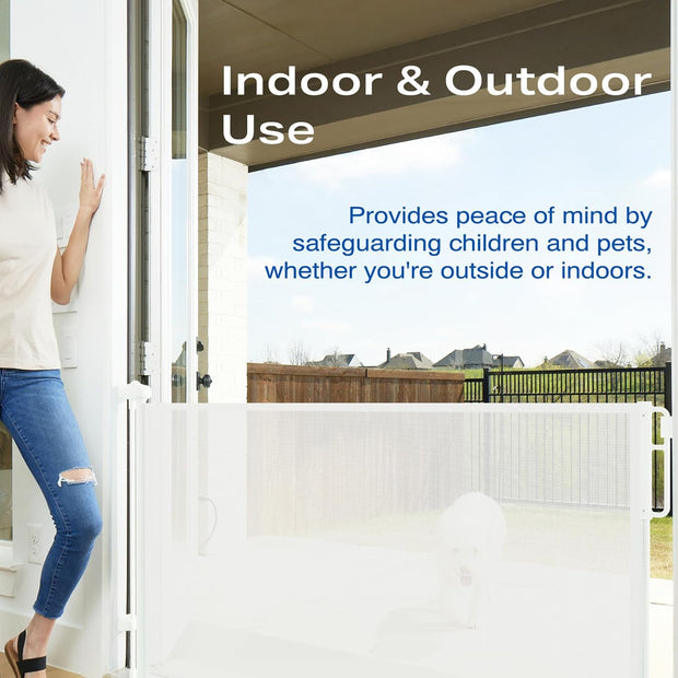 Extra-Wide Retractable Baby & Pet Gate – 55" Mesh Safety Barrier for Stairs, Doorways & More | Tall 33", Indoor/Outdoor Use (White)