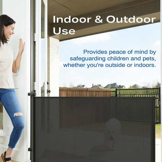 Extra-Wide Retractable Baby & Pet Gate – 55" Mesh Safety Barrier for Stairs, Doorways & More | Tall 33", Indoor/Outdoor Use (White)