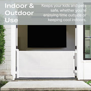 Extra-Wide Retractable Baby & Pet Gate – 55" Mesh Safety Barrier for Stairs, Doorways & More | Tall 33", Indoor/Outdoor Use (White)