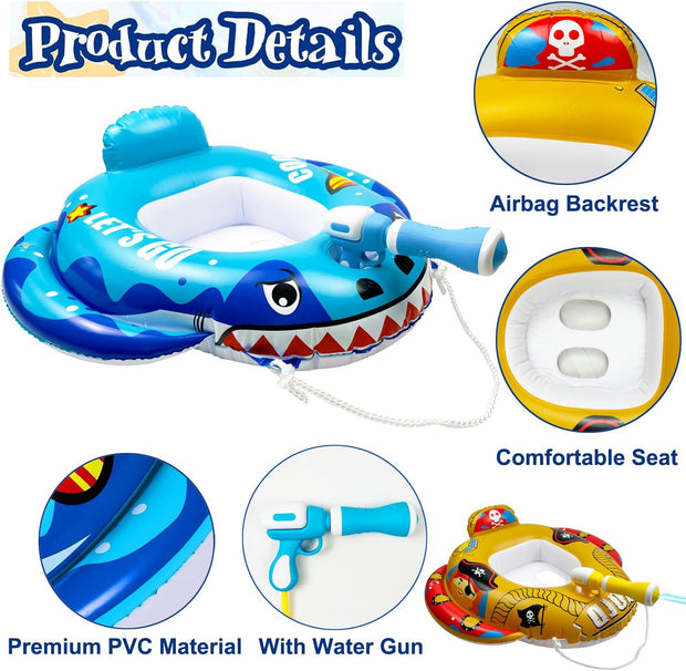 2-Pack Battle Blaster Pool Floats – Ride the Shark or Rule the Pirate Ship!