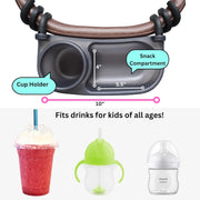 Snack On-the-Go! Universal Stroller Tray with Cup Holder – Grips Tight, Fits Right!