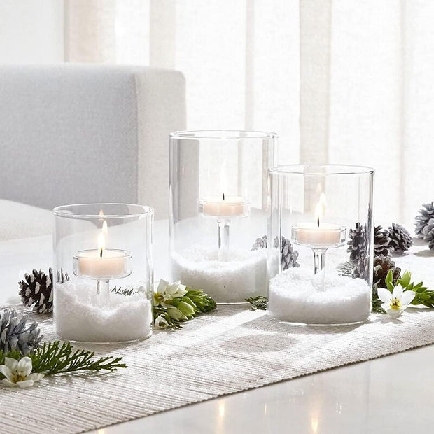 Elegant 5-Piece Glass Hurricane Candle Holder Set – Create Stunning Centerpieces with Floating or Pillar Candles