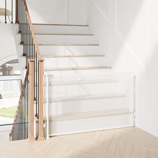 Extra-Wide Retractable Baby & Pet Gate – 55" Mesh Safety Barrier for Stairs, Doorways & More | Tall 33", Indoor/Outdoor Use (White)