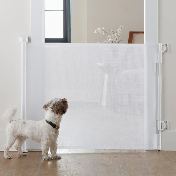 Extra-Wide Retractable Baby & Pet Gate – 55" Mesh Safety Barrier for Stairs, Doorways & More | Tall 33", Indoor/Outdoor Use (White)