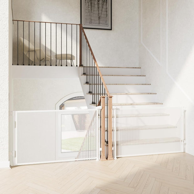 Extra-Wide Retractable Baby & Pet Gate – 55" Mesh Safety Barrier for Stairs, Doorways & More | Tall 33", Indoor/Outdoor Use (White)