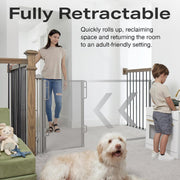 Extra-Wide Retractable Baby & Pet Gate – 55" Mesh Safety Barrier for Stairs, Doorways & More | Tall 33", Indoor/Outdoor Use (White)