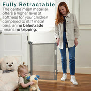 Extra-Wide Retractable Baby & Pet Gate – 55" Mesh Safety Barrier for Stairs, Doorways & More | Tall 33", Indoor/Outdoor Use (White)