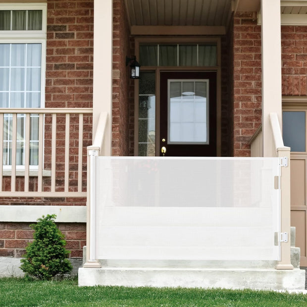 Extra-Wide Retractable Baby & Pet Gate – 55" Mesh Safety Barrier for Stairs, Doorways & More | Tall 33", Indoor/Outdoor Use (White)