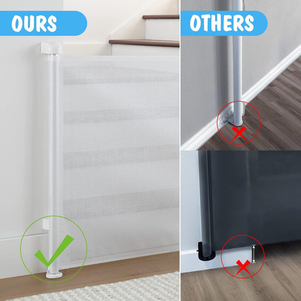Extra-Wide Retractable Baby & Pet Gate – 55" Mesh Safety Barrier for Stairs, Doorways & More | Tall 33", Indoor/Outdoor Use (White)