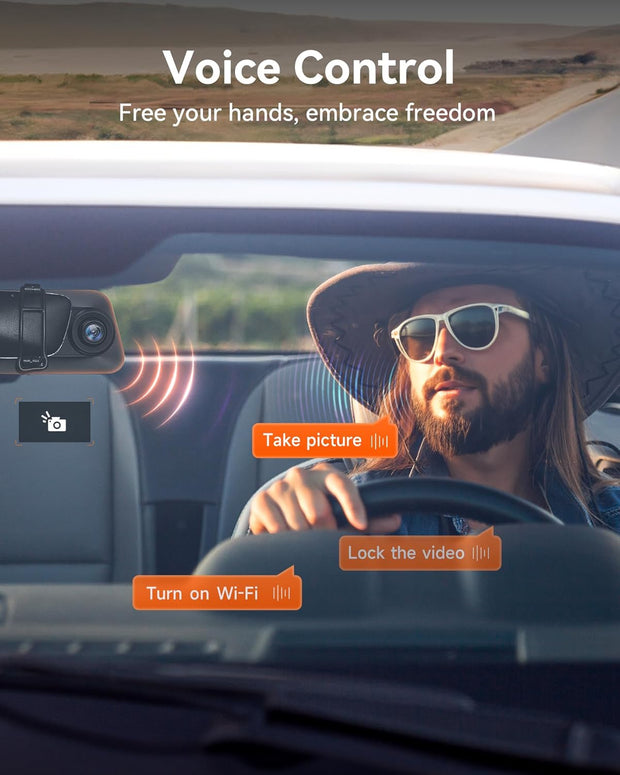 4-Inch 4K Mirror Dash Cam — Clear Night Vision, WiFi, Voice Control &amp; Built-In GPS 🚗📹