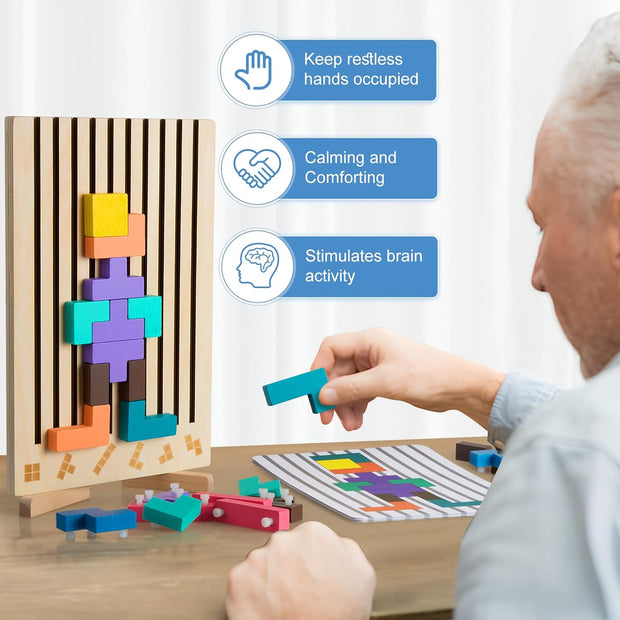 Engaging Wooden Brain Puzzle for Seniors – Boost Memory, Focus & Joy with Every Piece