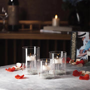 Elegant 5-Piece Glass Hurricane Candle Holder Set – Create Stunning Centerpieces with Floating or Pillar Candles