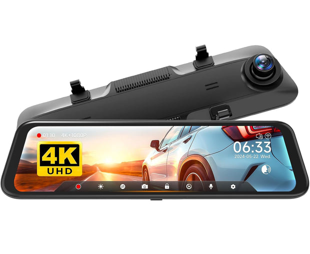 4-Inch 4K Mirror Dash Cam — Clear Night Vision, WiFi, Voice Control &amp; Built-In GPS 🚗📹