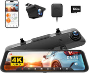 4-Inch 4K Mirror Dash Cam — Clear Night Vision, WiFi, Voice Control &amp; Built-In GPS 🚗📹