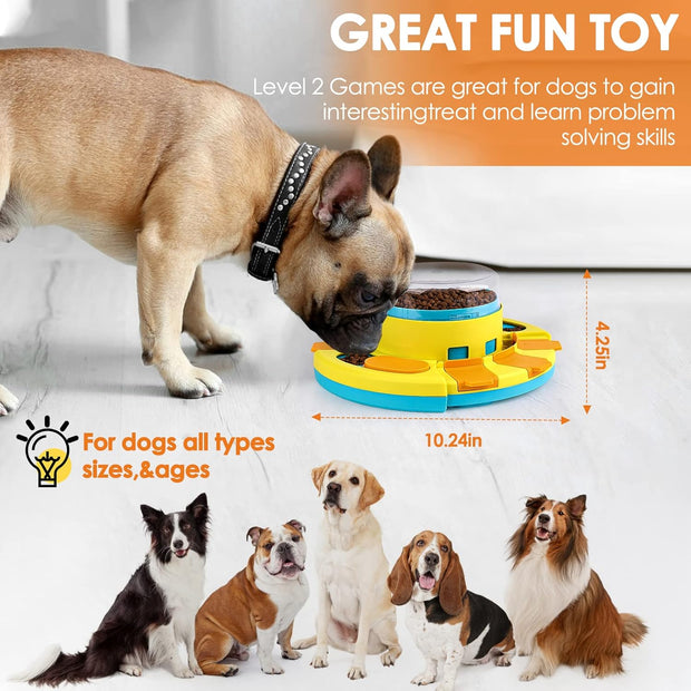 2 Levels Dog Puzzle Toys, Slow Feeder Dog Bowls for Small/Medium/Large Dogs, Treat Dispensing Interactive Dog Toys for Boredom and Stimulating Interactive Dog Toys IQ Training