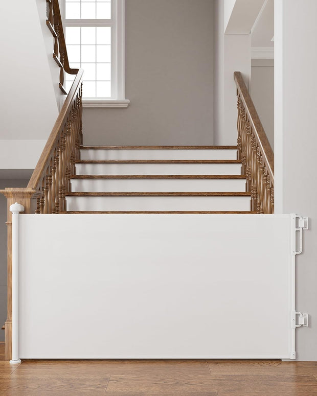Extra-Wide Retractable Baby & Pet Gate – 55" Mesh Safety Barrier for Stairs, Doorways & More | Tall 33", Indoor/Outdoor Use (White)