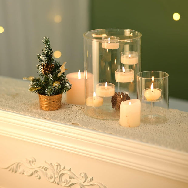 Elegant 5-Piece Glass Hurricane Candle Holder Set – Create Stunning Centerpieces with Floating or Pillar Candles