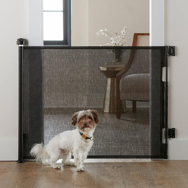 Extra-Wide Retractable Baby & Pet Gate – 55" Mesh Safety Barrier for Stairs, Doorways & More | Tall 33", Indoor/Outdoor Use (White)
