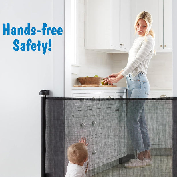 Extra-Wide Retractable Baby & Pet Gate – 55" Mesh Safety Barrier for Stairs, Doorways & More | Tall 33", Indoor/Outdoor Use (White)
