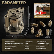 7-Piece Bullet Metal Dice Set – Rotating Revolver Case & Fidget Spinner in One!