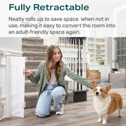 Extra-Wide Retractable Baby & Pet Gate – 55" Mesh Safety Barrier for Stairs, Doorways & More | Tall 33", Indoor/Outdoor Use (White)