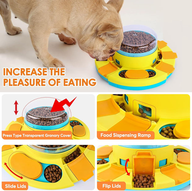 2 Levels Dog Puzzle Toys, Slow Feeder Dog Bowls for Small/Medium/Large Dogs, Treat Dispensing Interactive Dog Toys for Boredom and Stimulating Interactive Dog Toys IQ Training